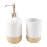 Set da bagno bicolore bianco - 2 pezzi