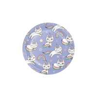 Piatti Gatto unicorno 17 cm - 8 unità