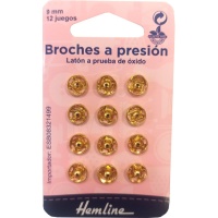 Bottoni a pressione dorati da 0,9 cm - Hemline - 12 paia