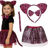 Set costume leopardo rosa per bambina