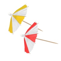 Plettro colorato a forma di ombrello con strisce di 10 cm - 10 pz.
