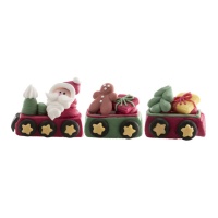 Figure di zucchero di Babbo Natale in treno 3D - Dekora - 36 unità