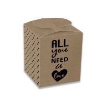 Scatolina quadrata carta kraft All you need is Love - 12 unità