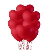 Palloncini rossi in lattice solido a cuore da 25 cm - Globos Nordic - 6 unità