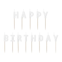 Candele di buon compleanno bianche 2,5 cm - PartyDeco - 13 pezzi