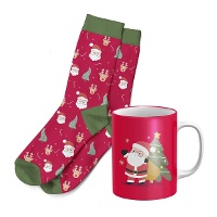 Set regalo di tazza e calzini di Natale Babbo Natale rosso