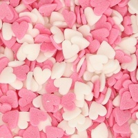 Sprinkles cuori rosa e bianchi 60g - FunCakes