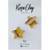 Bottoni stelle terra e senape da 2,8 cm - Rosa Clay - 2 unità