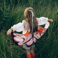 Ali di farfalla in tessuto rosa per bambini 95 x 32 cm - PartyDeco