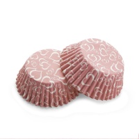 Pirottini cupcake rosa con cuori - 48 unità