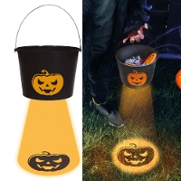Calderone nero di zucca con luce alla base di 15 x 20 cm