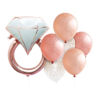 Bouquet anello di diamante in oro rosa - 7 unità