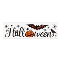 Adesivo murale Halloween con zucca e pipistrello, 56 x 15 cm - 1 foglio