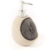 Dispenser sapone beige con spugna da 11 x 8,5 x 17,5 cm - DCasa