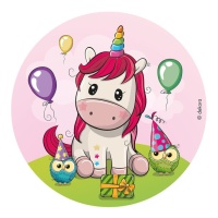 Cialda commestibile Baby Unicorno da 20 cm