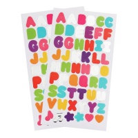 Etichette adesive lettere colorate - 2 fogli
