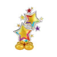 Palloncino con base a stelle multicolore 46 x 102 cm