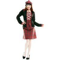 Costume da scozzese rosso con cappello per donna