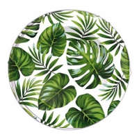 Piatti foglie tropicali verdi da 23 cm - 6 unità