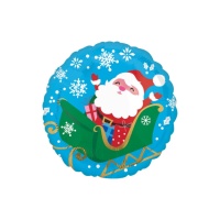 Palloncino rotondo Babbo Natale con slitta da 43 cm - Anagram