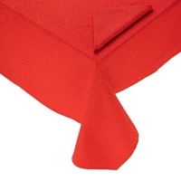 Tovaglia di 2,00 x 1,50 m in tessuto rosso Lurex con 4 tovaglioli