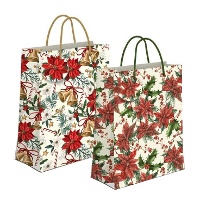 Borsa regalo di 14 x 11,5 x 6,7 cm con motivo di fiore di Natale - 1 unità