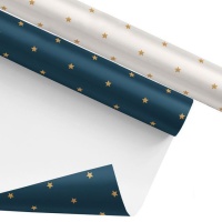 Carta da regalo con stelle dorate 2,00 x 0,70 m - 1 pz.