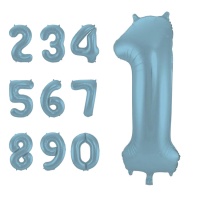 Palloncino numero azzurro pastello da 86 cm - Folat
