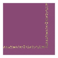 Tovaglioli viola con stampa animali dorata 16,5 x 16,5 cm - 16 pezzi.