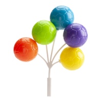 Topper per torta di palloni da calcio colorati di 12 cm - 36 pezzi