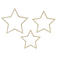 Ciondolo decorativo in legno a forma di stella con glitter - 3 pezzi