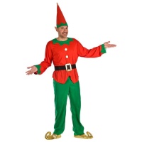 Costume da elfo verde e rosso per uomo