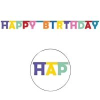 Ghirlanda Happy Birthday multicolore - 1,6 m