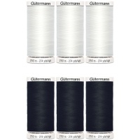 Set 250 m di filo per cucire bianco e nero - Gütermann - 6 pz.