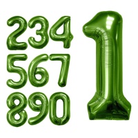 Pallone numerico verde metallizzato 1 m