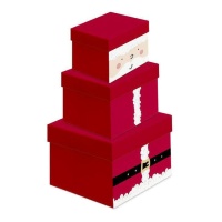 Scatole regalo Babbo Natale di forma quadrata - 3 unità