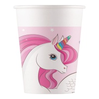 Bicchieri Unicorno rosa da 200 ml - 8 unità