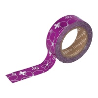 Washi tape fiori rosa metallo - 10 m