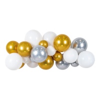 Corona di palloncini oro e argento - 36 unità