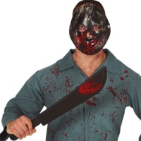Maschera nera da assassino e machete da 54 cm