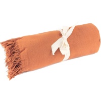 Copriletto con frange in terracotta 2,40 x 2,60 cm