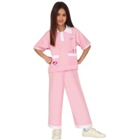 Costume da veterinario rosa e bianco per bambina