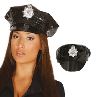 Cappello da poliziotto con placca in vinile per adulti