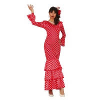 Costume flamenco a pois rossi e bianchi da donna