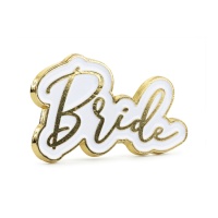 Spilla da sposa bianca e oro 3,5 x 2 cm - 1 unità