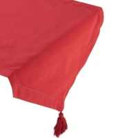 Runner da tavola rosso con orlo a giorno e nappe 1,50 x 0,50 m