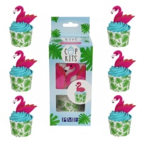 Set per decorare cupcake con fenicotteri - PME - 6 unità