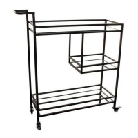 Carrello 96 x 86 x 30 cm in vetro nero - DCasa