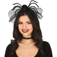 Fascia per capelli con ragno nero e fiocco