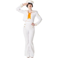 Costume da marinaio dorato e bianco per donna
